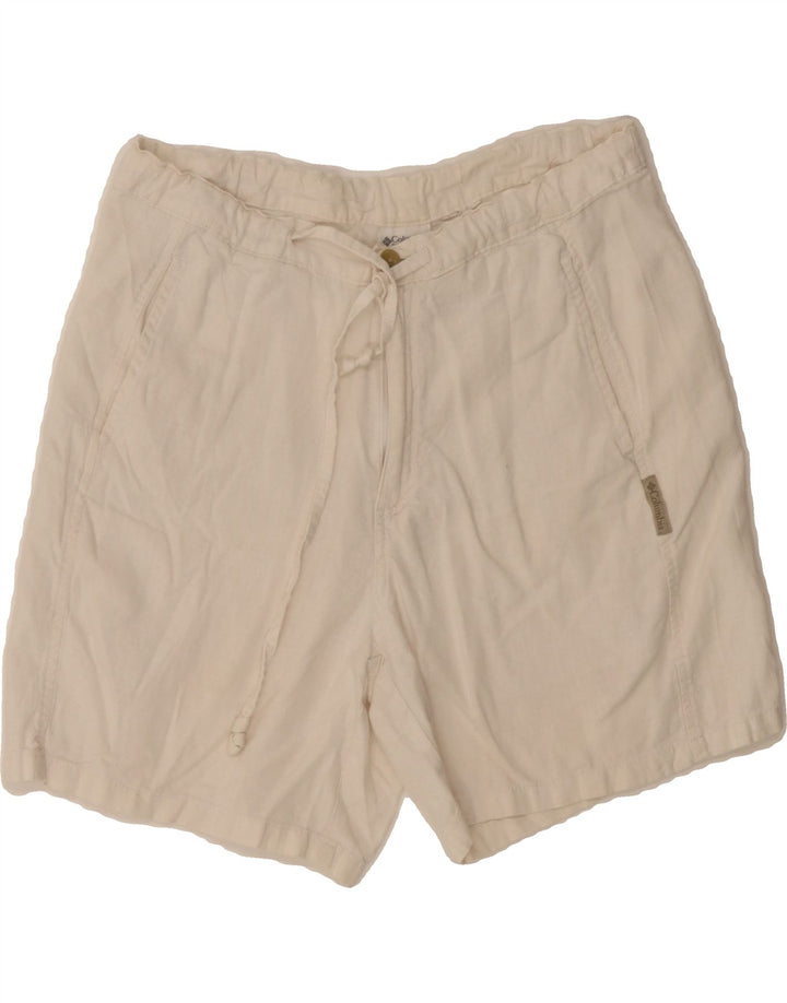 COLUMBIA Womens Chino Shorts Small W26  White Linen Vintage Columbia and Second-Hand Columbia from Messina Hembry 