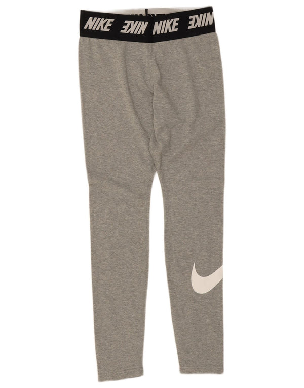Nike Womens Graphic Leggings UK 10 Medium Grey Colourblock Cotton