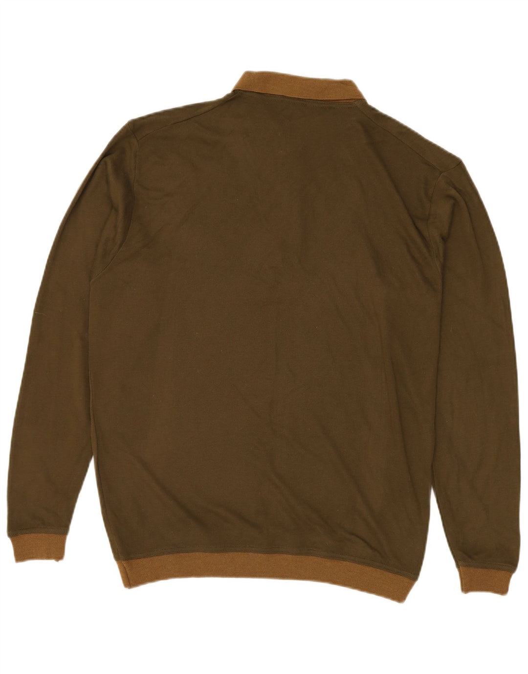 VINTAGE Mens Polo Neck Jumper Sweater Large Khaki Acrylic