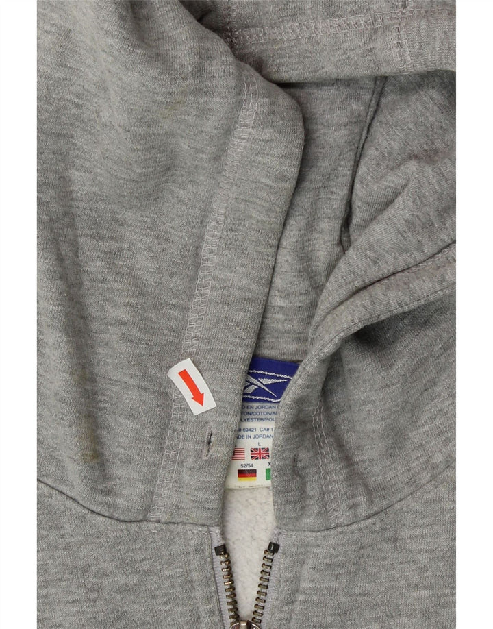 REEBOK Mens Zip Hoodie Sweater Large Grey Cotton Vintage Reebok and Second-Hand Reebok from Messina Hembry 