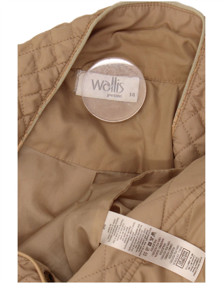 Wallis Womens Petite Quilted Jacket UK 14 Large Beige Polyester