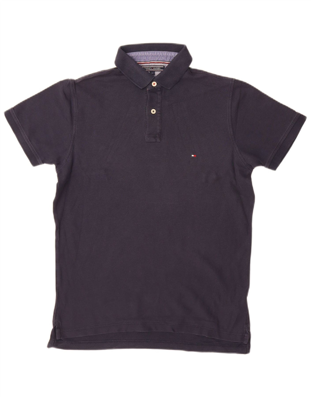 TOMMY HILFIGER Mens Polo Shirt Medium Navy Blue Cotton