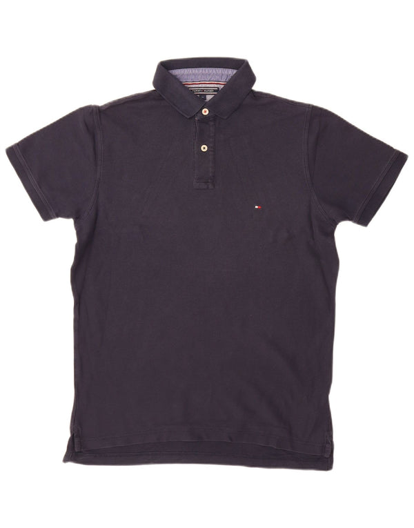 TOMMY HILFIGER Mens Polo Shirt Medium Navy Blue Cotton