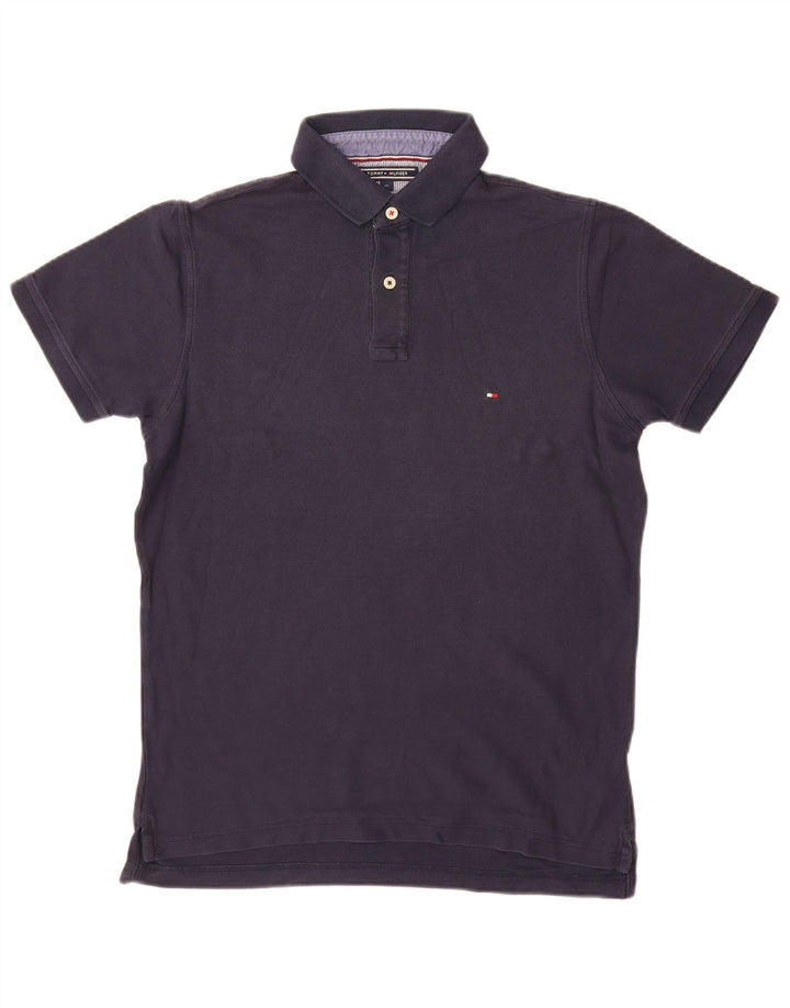 TOMMY HILFIGER Mens Polo Shirt Medium Navy Blue Cotton