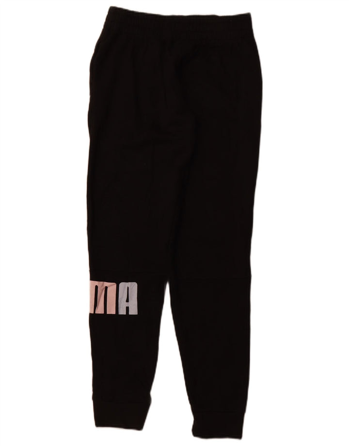 PUMA Girls Graphic Tracksuit Trousers Joggers 15-16 Years XL Black