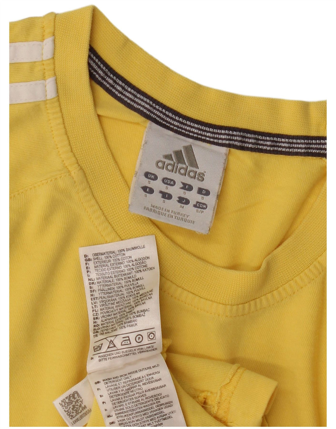 Adidas Mens T-Shirt Top Small Yellow Cotton