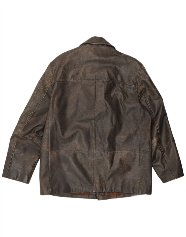 Mays & Rose Mens Leather Jacket IT 50 Large Brown Leather