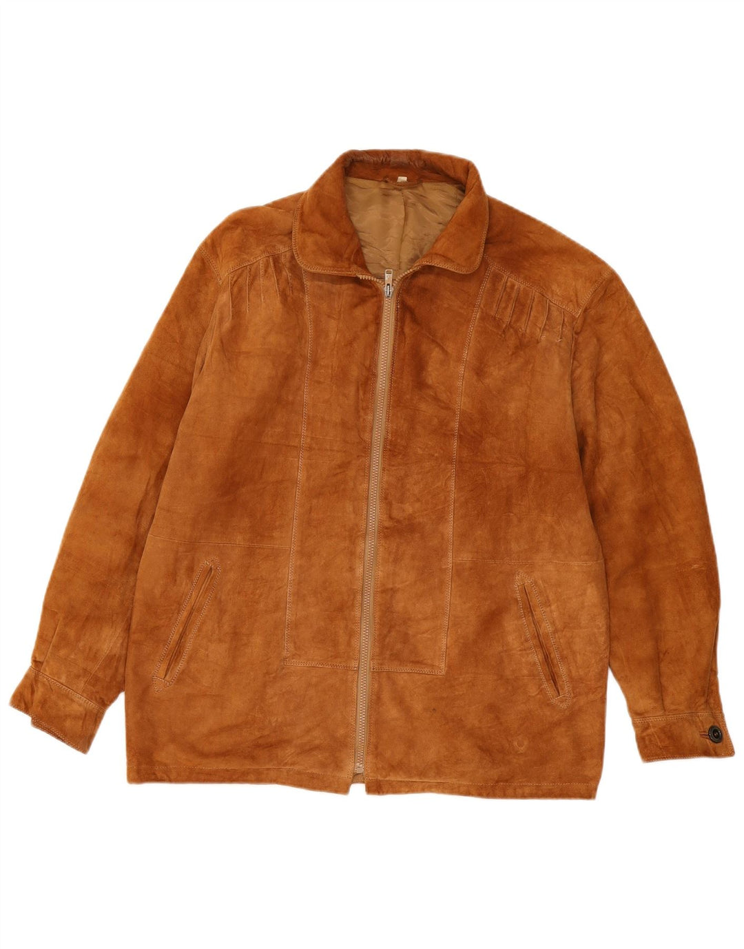 VINTAGE Mens Loose Fit Suede Jacket IT 44 XS Beige