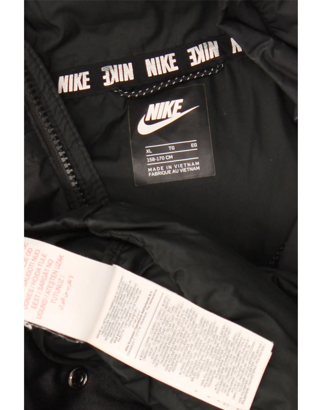 Nike Boys Hooded Padded Jacket 13-14 Years XL Black Polyester