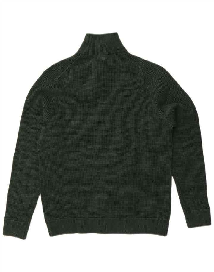 Marks & Spencer Mens Zip Neck Jumper Sweater Medium Green Polyester