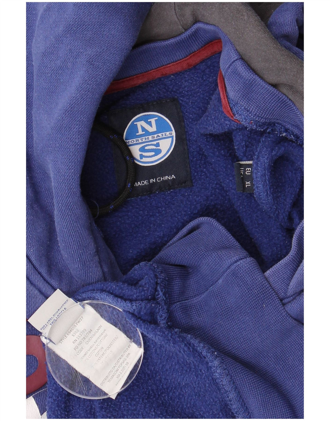 NORTH SAILS Mens Graphic Hoodie Jumper Large Navy Blue Cotton