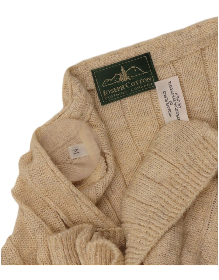 Vintage Mens Cardigan Sweater Medium Beige Cotton