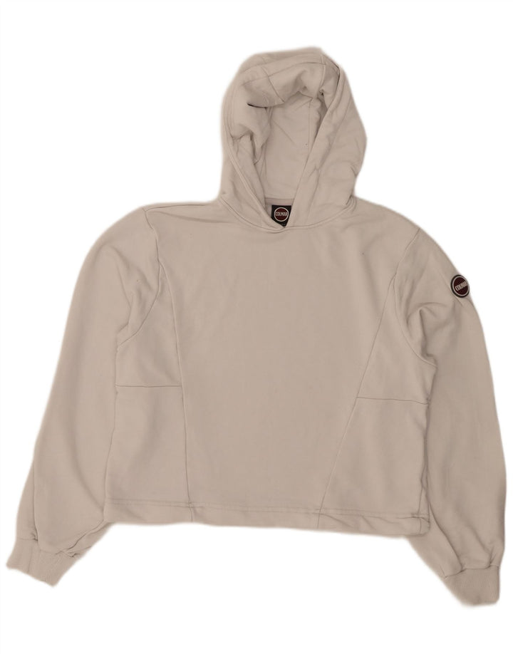 COLMAR Womens Crop Oversized Hoodie Jumper UK 6 XS White Cotton
