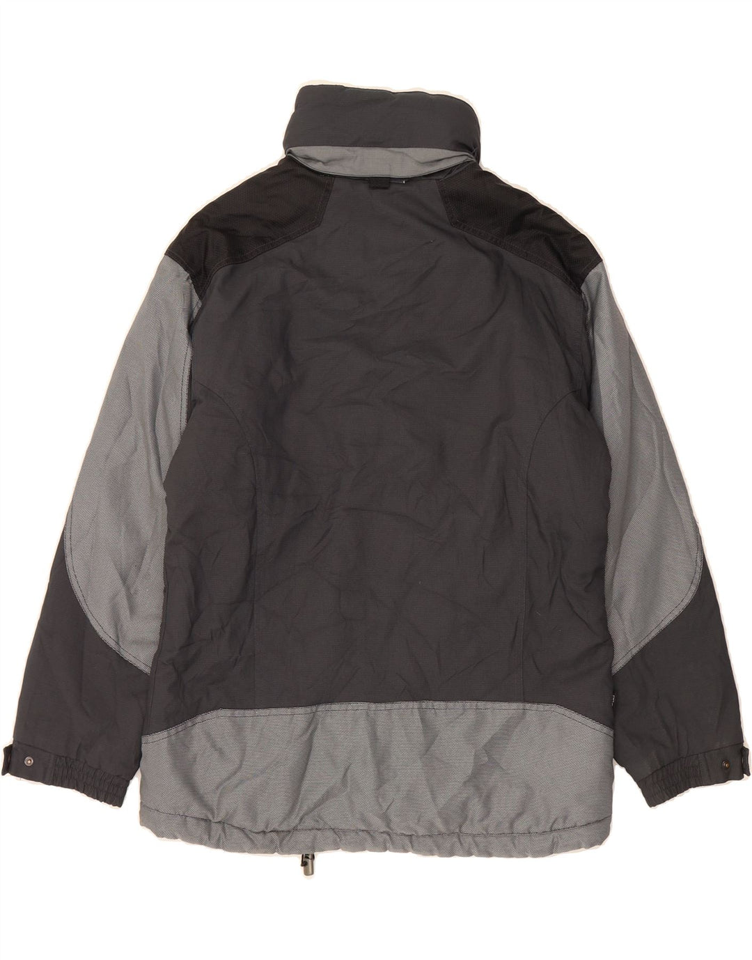 BRUGI Womens Hooded Windbreaker Jacket IT 46 Large Grey Colourblock Vintage Brugi and Second-Hand Brugi from Messina Hembry 