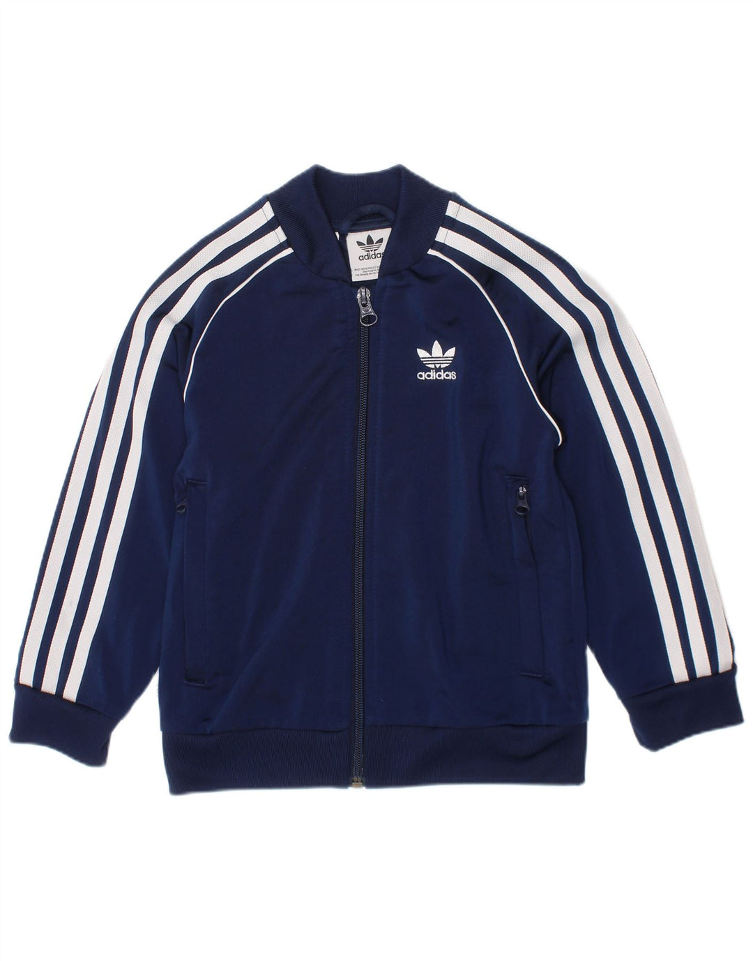 Adidas Boys Tracksuit Top Jacket 4-5 Years Navy Blue Polyester