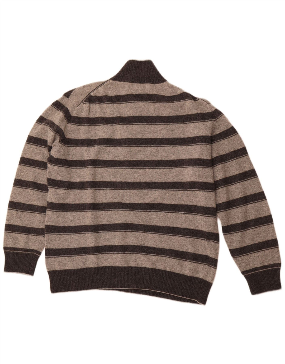 FILA Mens Zip Neck Jumper Sweater 2XL Grey Striped Wool