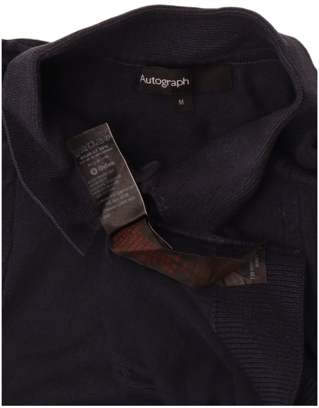 Marks & Spencer Mens Autograph Polo Neck Jumper Sweater Medium Navy Blue