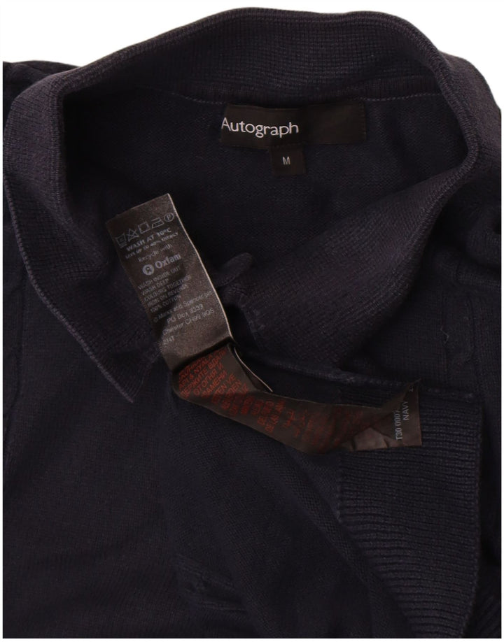 Marks & Spencer Mens Autograph Polo Neck Jumper Sweater Medium Navy Blue