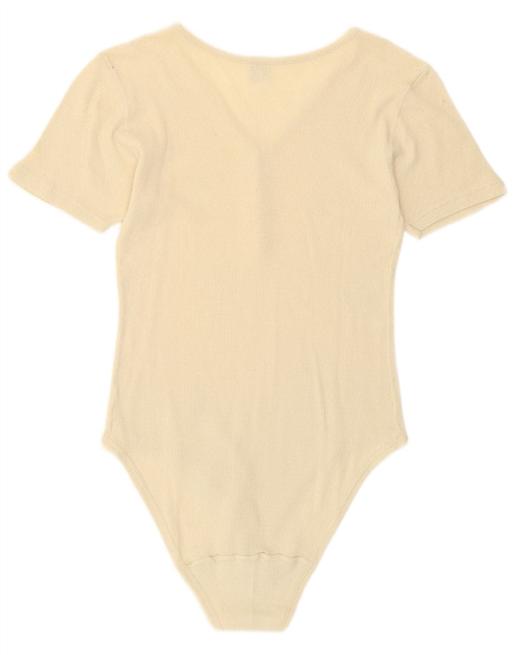 Vintage Womens Bodysuit UK 8 Small Off White