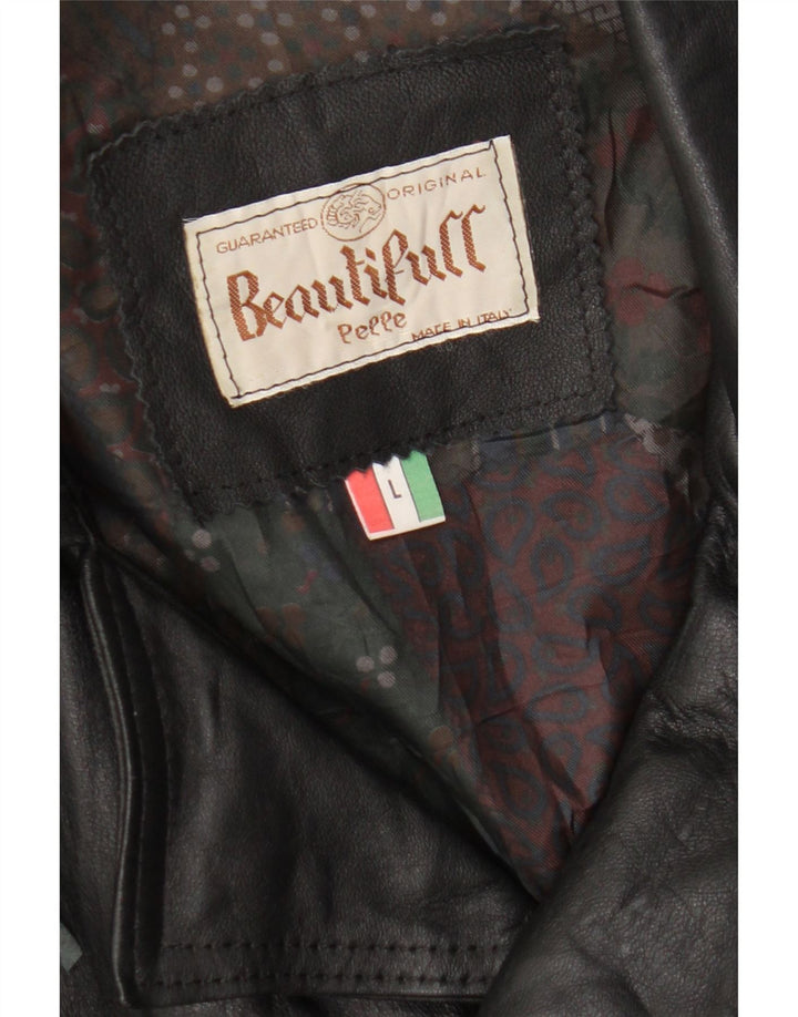 Vintage Mens Leather Biker Jacket UK 40 Large Black