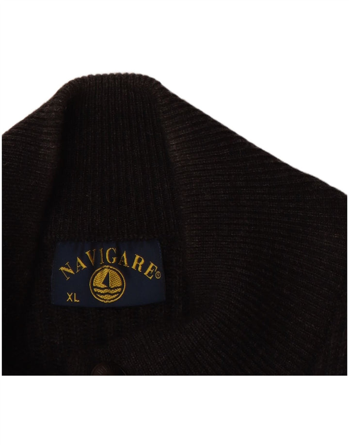 NAVIGARE Mens Cardigan Sweater XL Black Wool