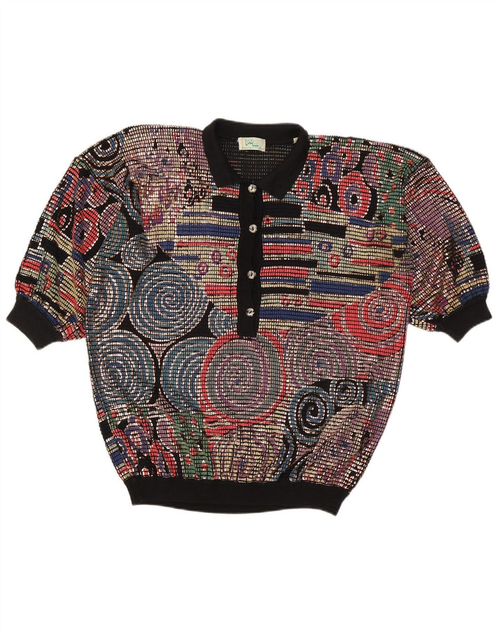 Vintage Womens Polo Neck Jumper Sweater UK 16 Large Multicoloured Acetate