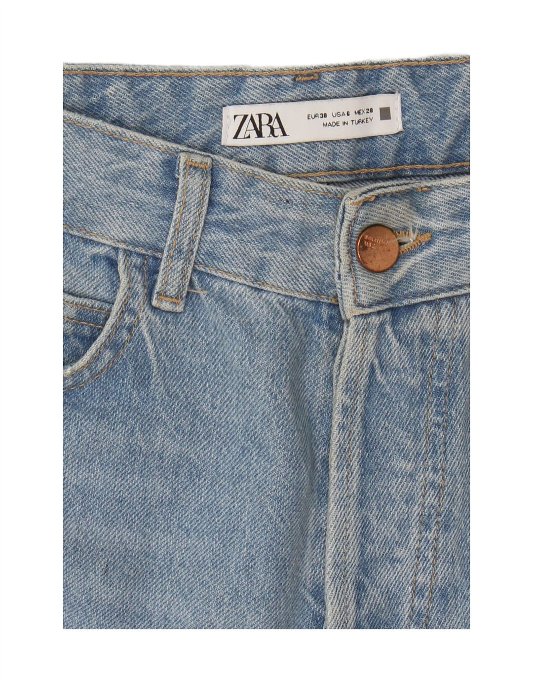 ZARA Womens Distressed Straight Jeans EU 38 Small W28 L27 Blue