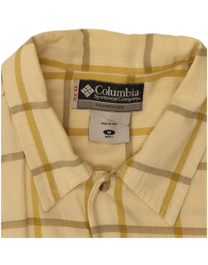 Columbia Mens Short Sleeve Shirt Medium Yellow Check Cotton