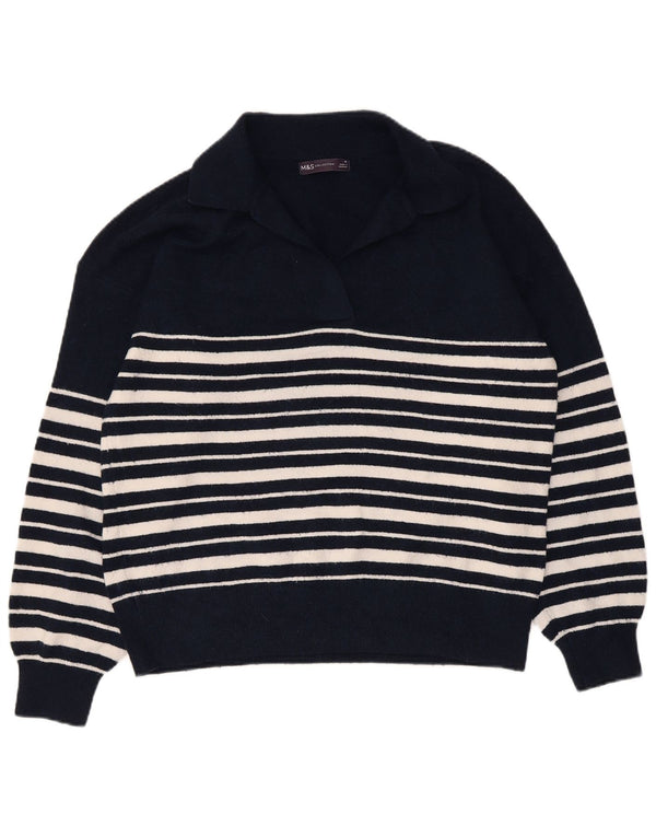 Marks & Spencer Womens Polo Neck Jumper Sweater UK 14 Medium Navy Blue
