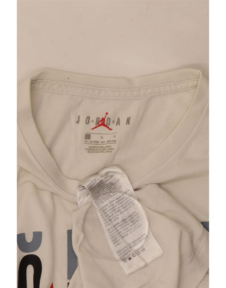 JORDAN Boys Graphic T-Shirt Top 12-13 Years Large White Cotton