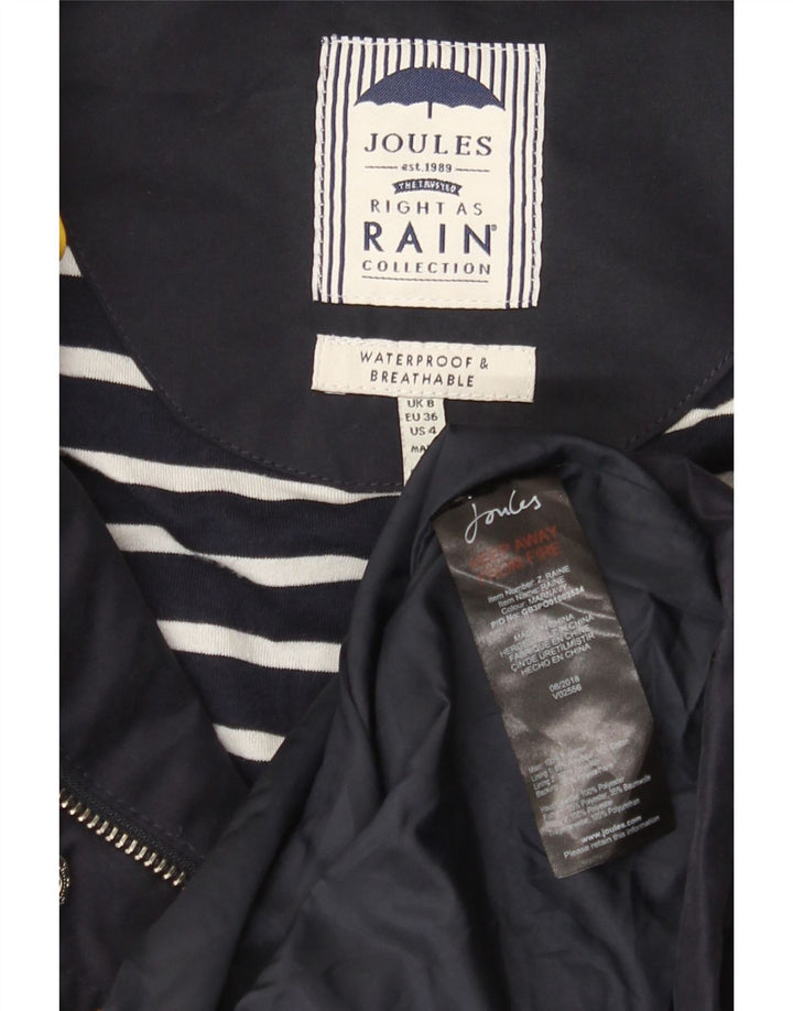 Joules Womens Hooded Raincoat UK 8 Small Navy Blue Polyester