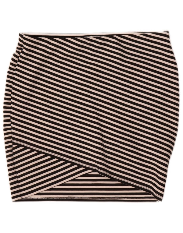Zara Womens Trafaluc Mini Skirt Medium W28 Black Striped Polyester
