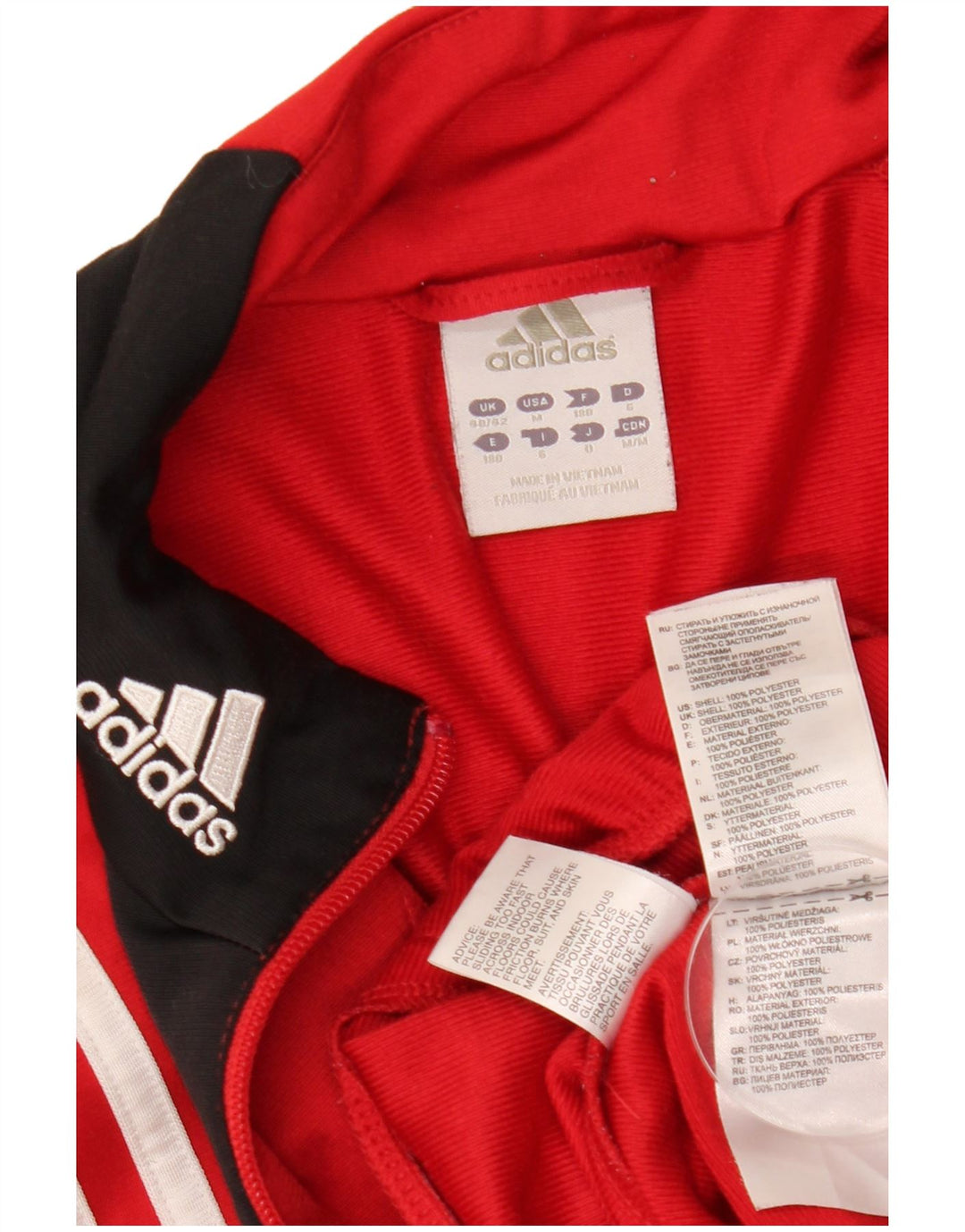 ADIDAS Mens Tracksuit Top Jacket UK 40/42 Medium Red Colourblock Polyester