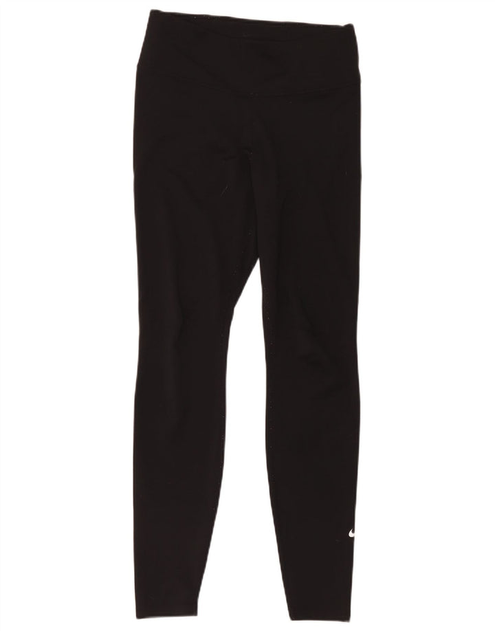Nike Womens Dri Fit Leggings UK 14 Medium Black Polyester