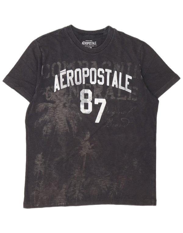 Aeropostale Mens Graphic T-Shirt Top Medium Black Cotton