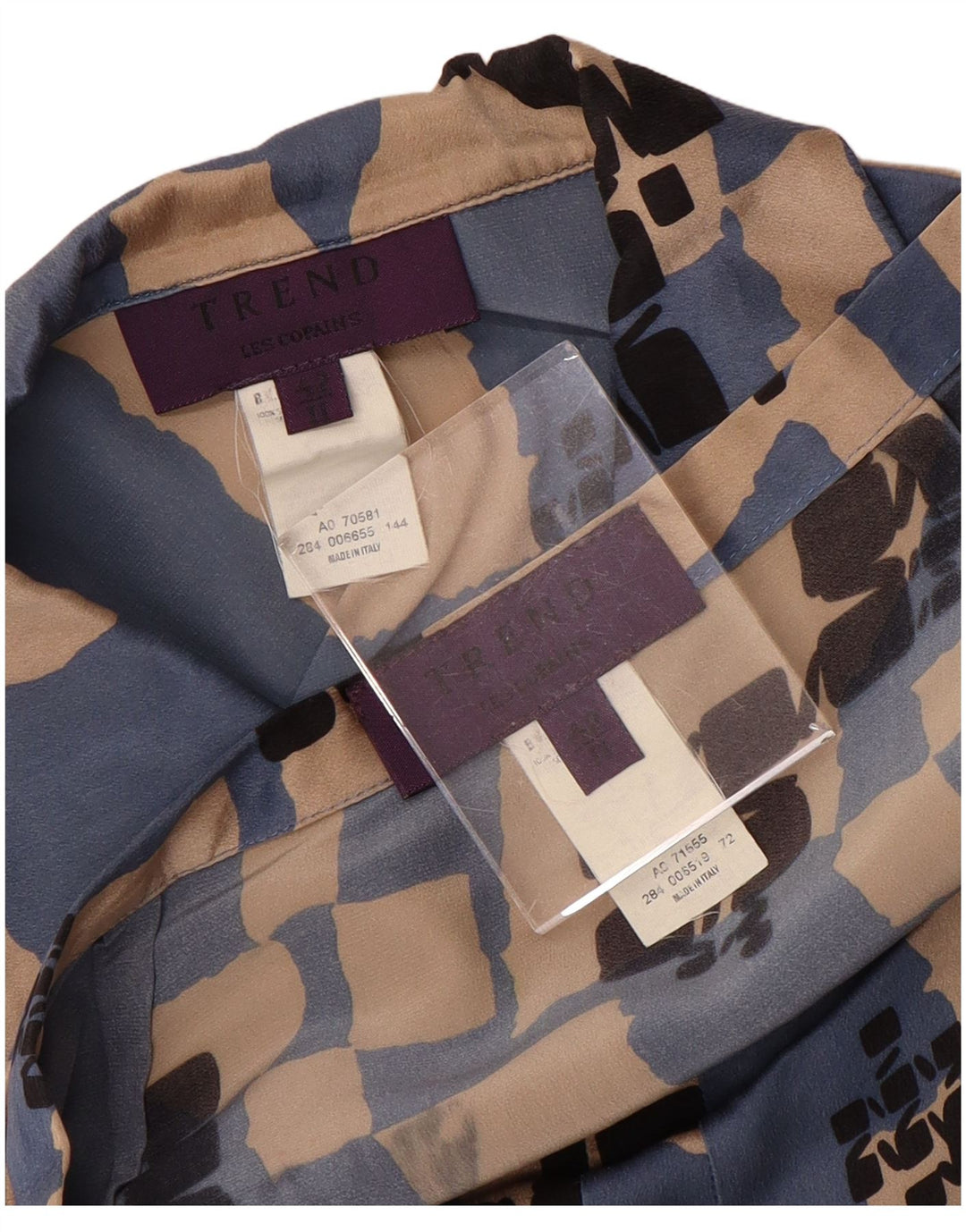 LES COPAINS Womens 2 Piece Skirt Set IT 42 Medium W28 Blue Geometric Silk