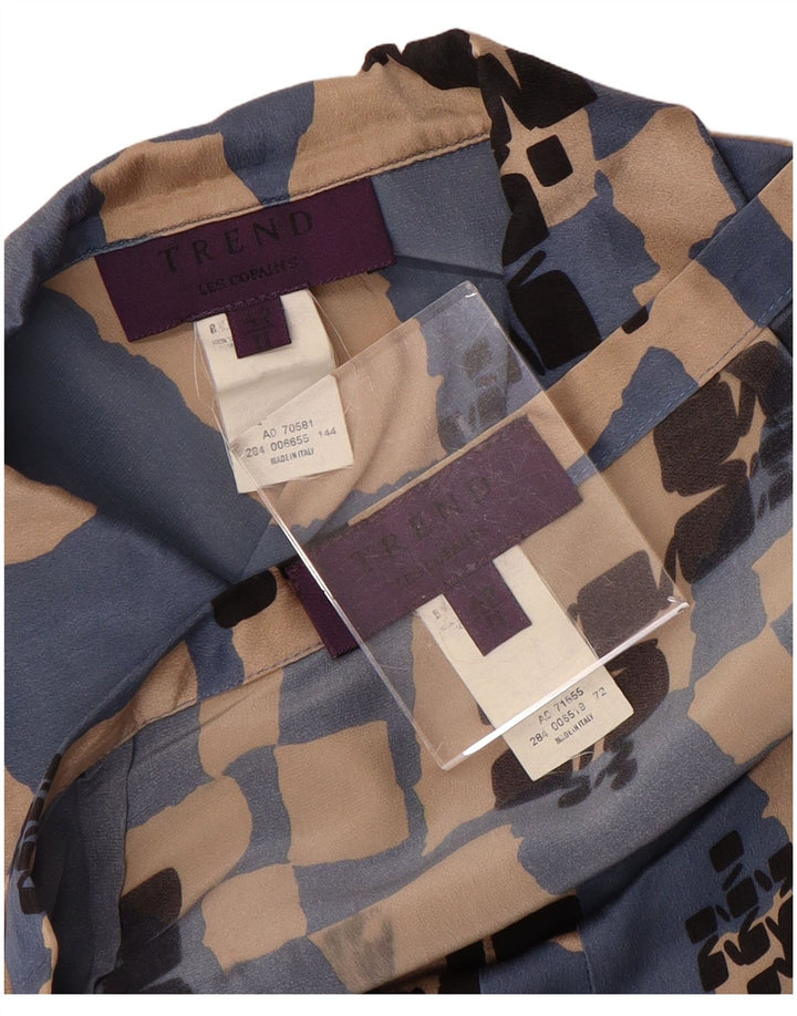 LES COPAINS Womens 2 Piece Skirt Set IT 42 Medium W28 Blue Geometric Silk