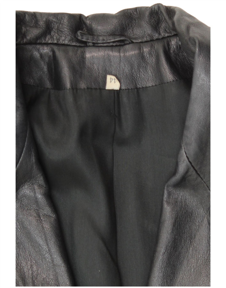 Vintage Womens Leather 2 Button Blazer Jacket IT 44 Medium Black