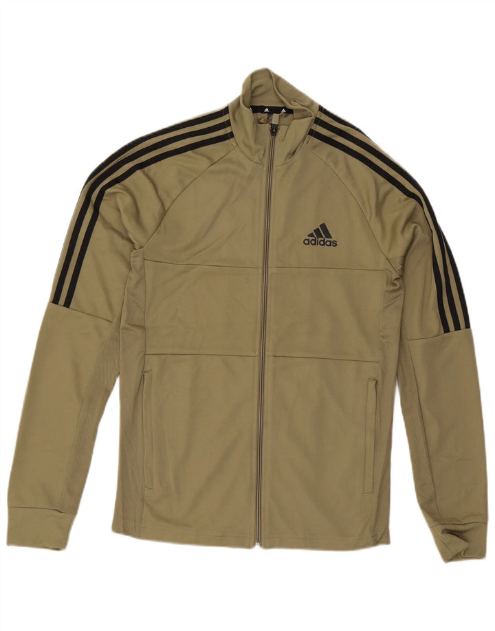 ADIDAS Mens Aeroready Tracksuit Top Jacket Small Khaki Polyester