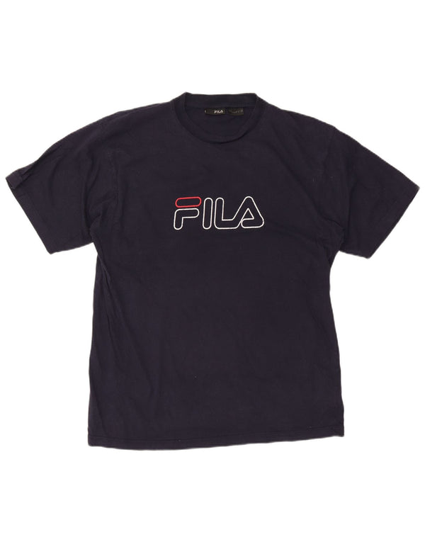 Fila Mens Graphic T-Shirt Top Large Navy Blue