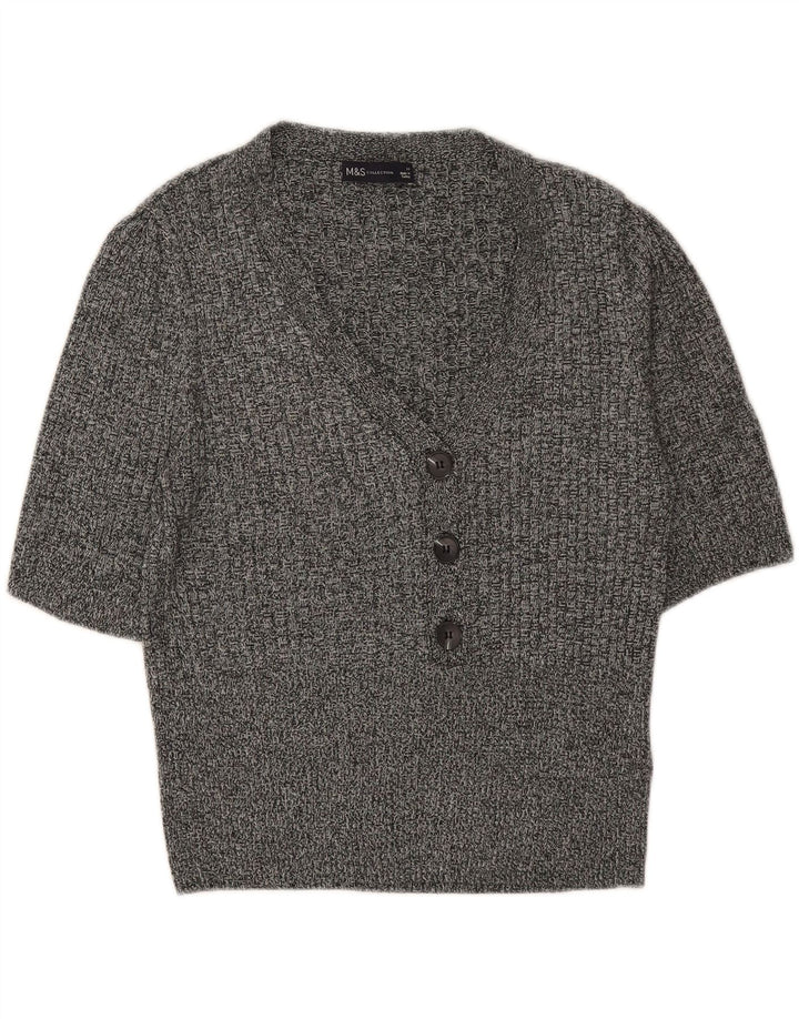 MARKS & SPENCER Womens Cardigan Sweater UK 14 Medium Grey Flecked Vintage Marks & Spencer and Second-Hand Marks & Spencer from Messina Hembry 