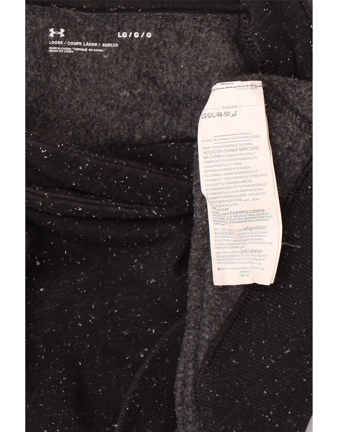 UNDER ARMOUR Womens Oversized Sweatshirt Jumper UK 16 Large Black Flecked Vintage Under Armour and Second-Hand Under Armour from Messina Hembry 