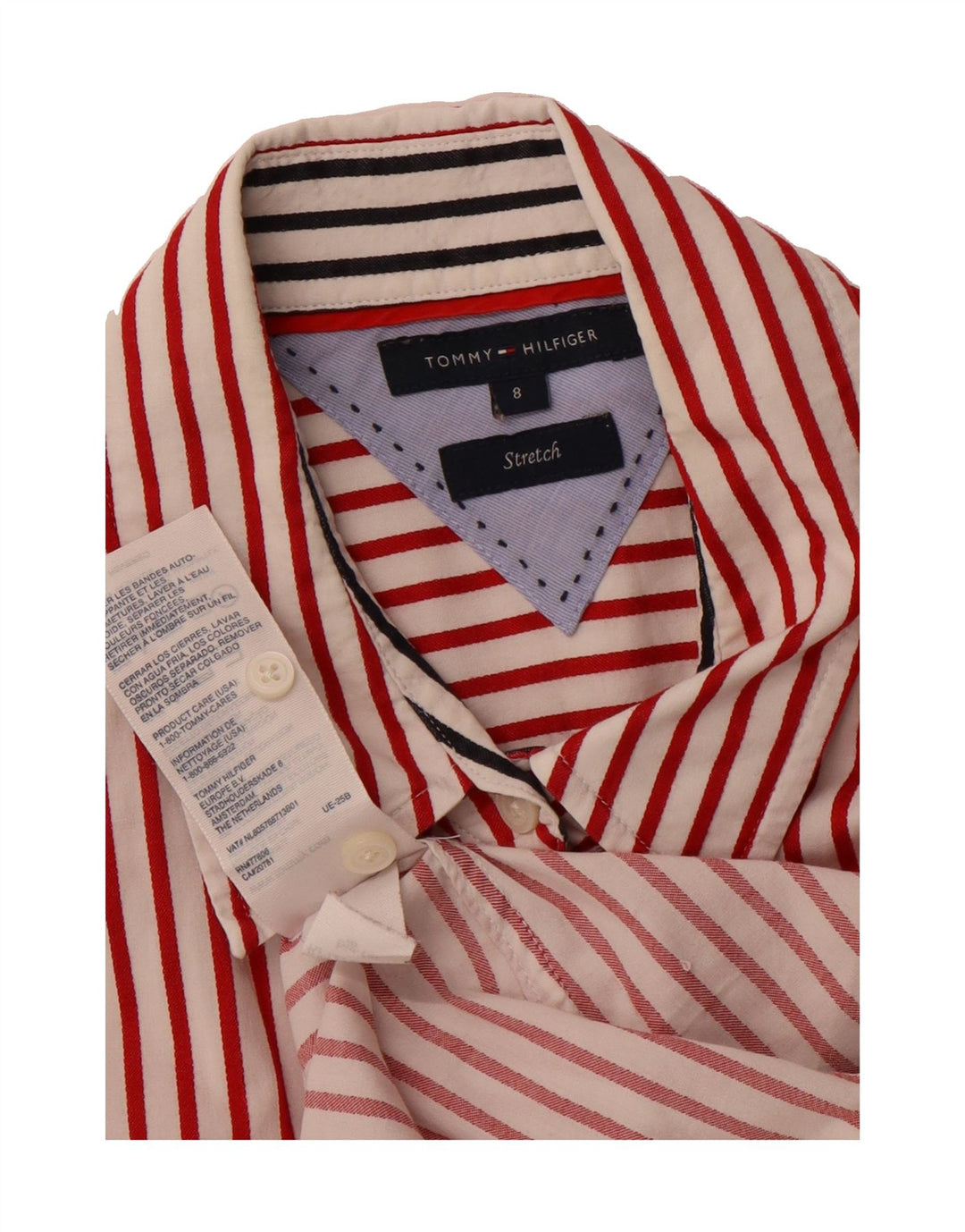 TOMMY HILFIGER Womens Shirt US 8 Medium Red Pinstripe Cotton Vintage Tommy Hilfiger and Second-Hand Tommy Hilfiger from Messina Hembry 