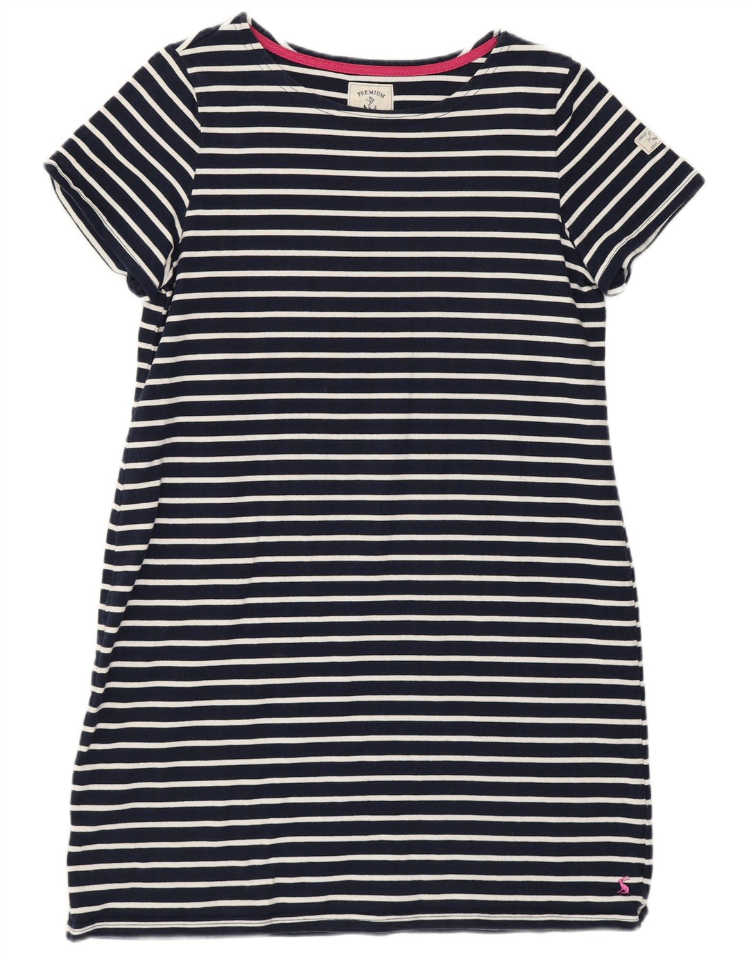 JOULES Womens T-Shirt Dress UK 16 Large Navy Blue Striped Cotton Nautical