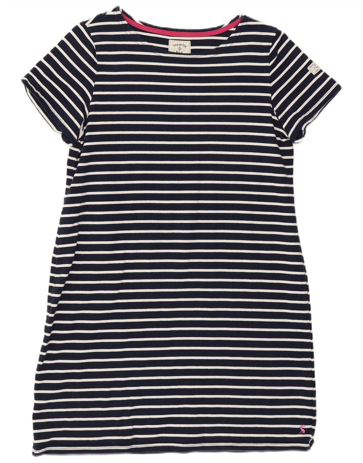 JOULES Womens T-Shirt Dress UK 16 Large Navy Blue Striped Cotton Nautical