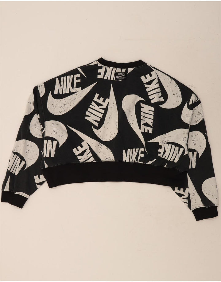 NIKE Womens Oversized Crop Graphic Sweatshirt Jumper UK 14 Medium Black Vintage Nike and Second-Hand Nike from Messina Hembry 