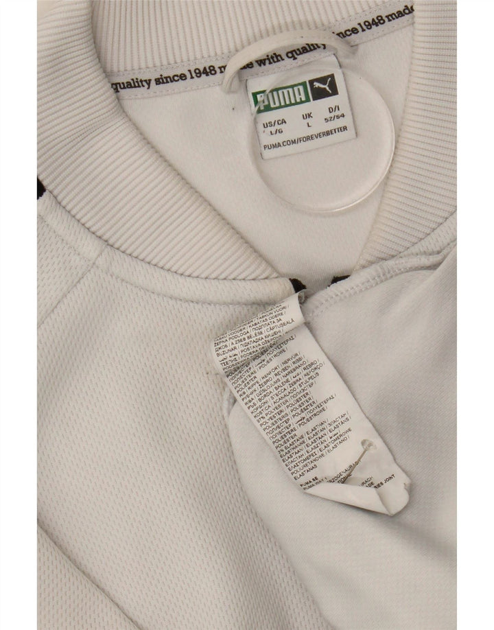 Puma Mens Graphic Tracksuit Top Jacket Large White Polyester