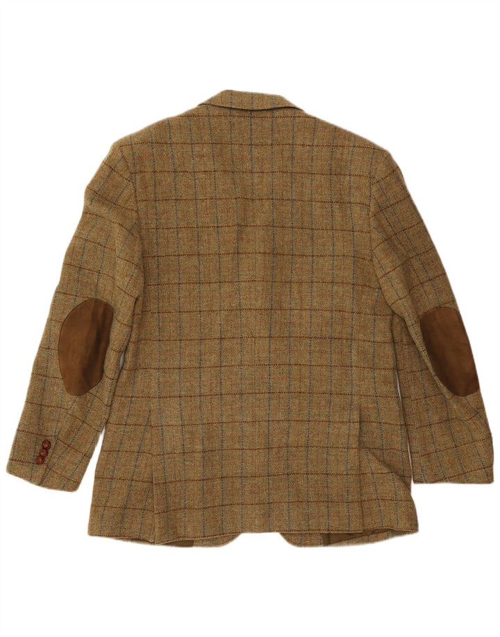 VINTAGE Mens 3 Button Blazer Jacket IT 52 XL Khaki Check Wool