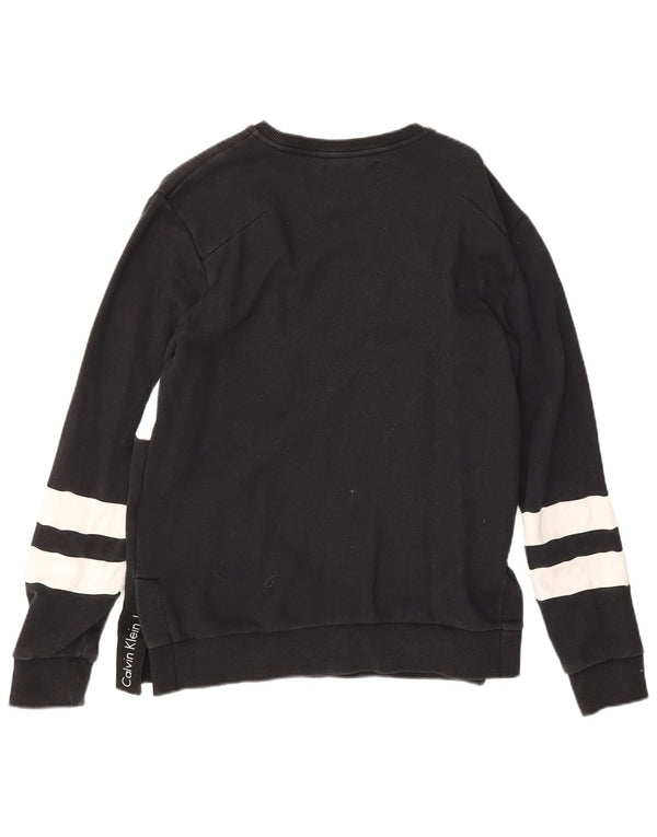 Calvin Klein Jeans Mens Sweatshirt Jumper Medium Black Colourblock Cotton