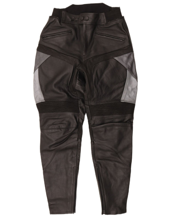 Orina Mens Leather Moto Racer Trousers W30 L30 Black Colourblock